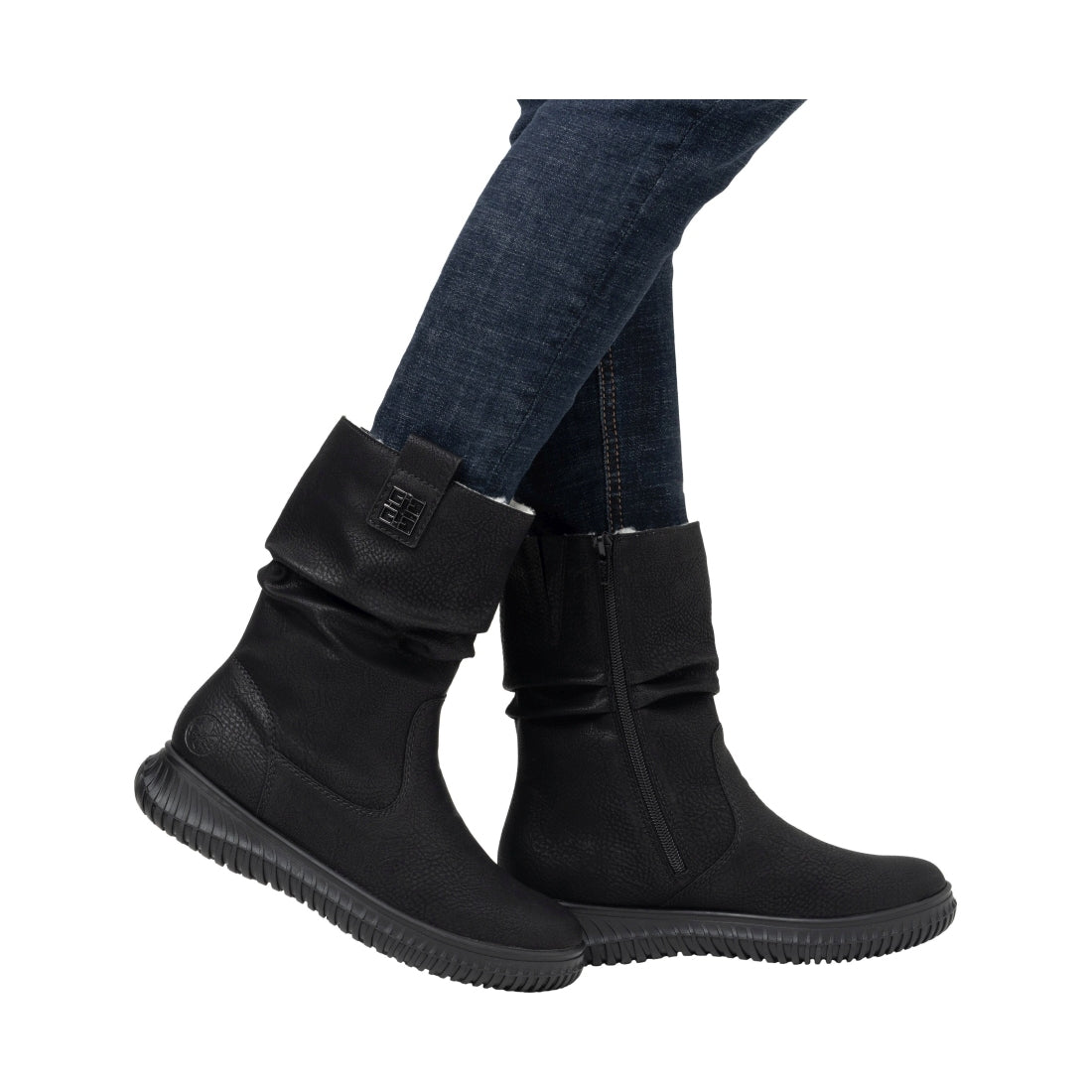 black casual closed ladies mid height boots