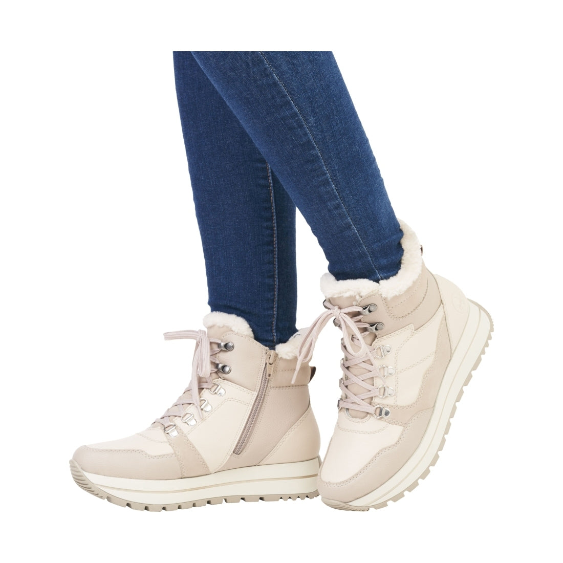 beige casual closed ladies mid height boots