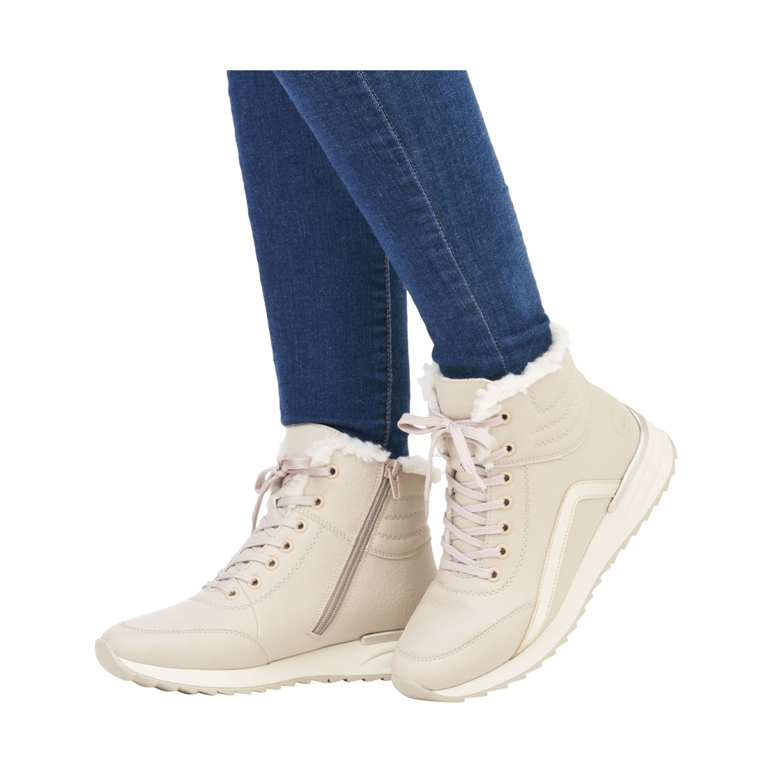 beige casual closed ladies mid height boots