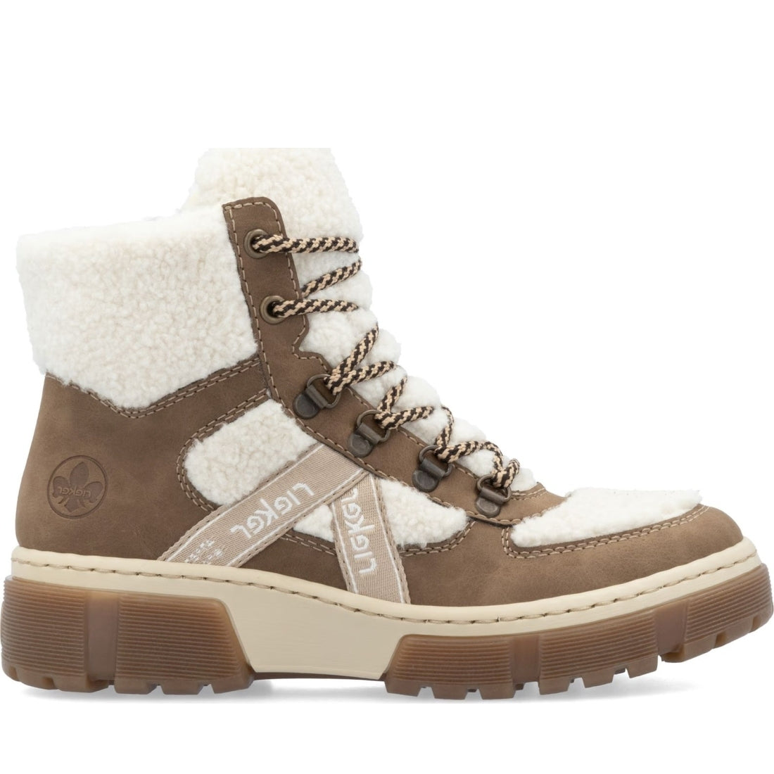 beige combination casual closed ladies mid height boots