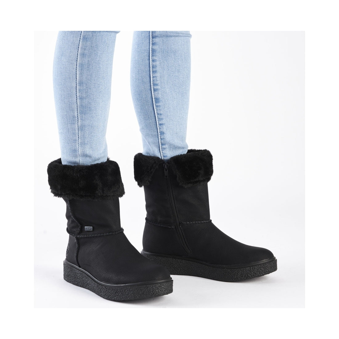 black casual closed ladies mid height boots