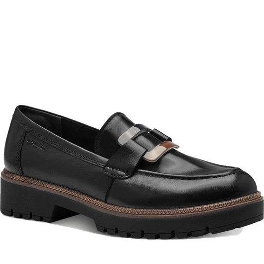 black leather casual closed loafers