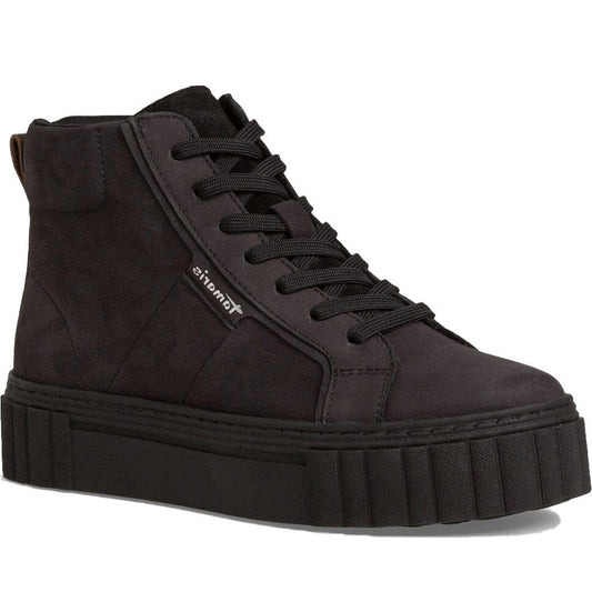 lace boot flat black leopard
