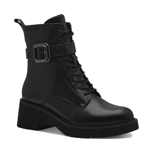 lace boot black leather