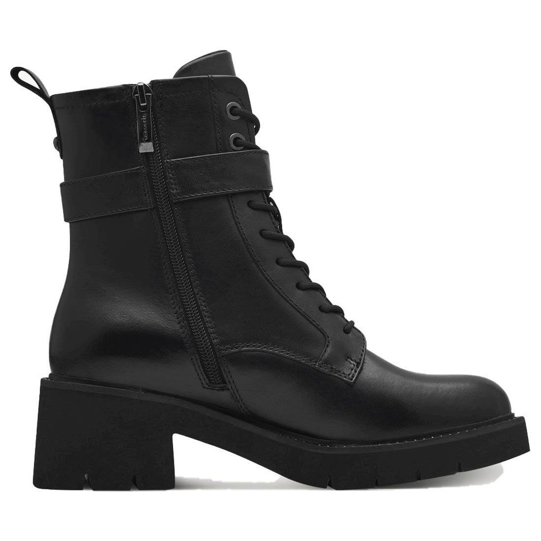 lace boot black leather