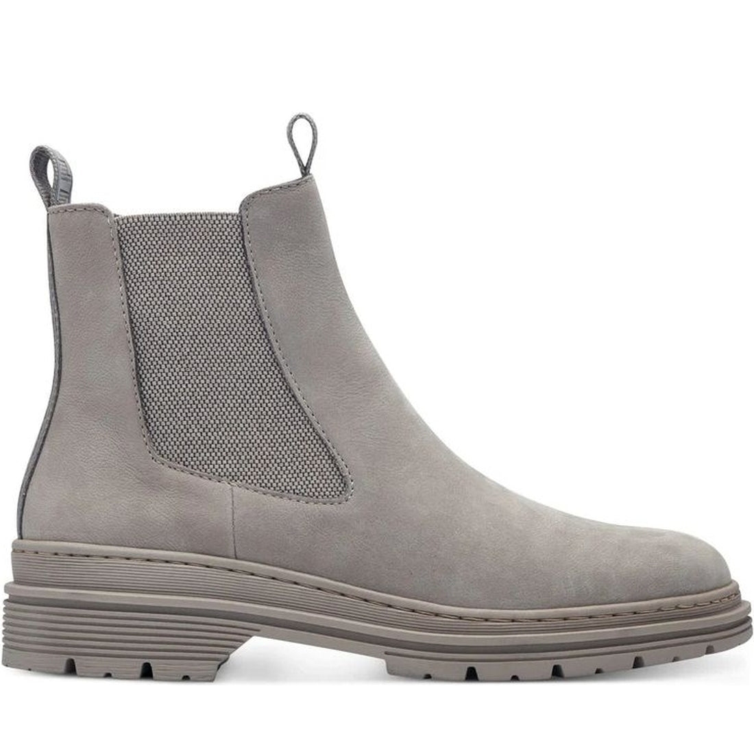 light grey casual closed chelsea booties