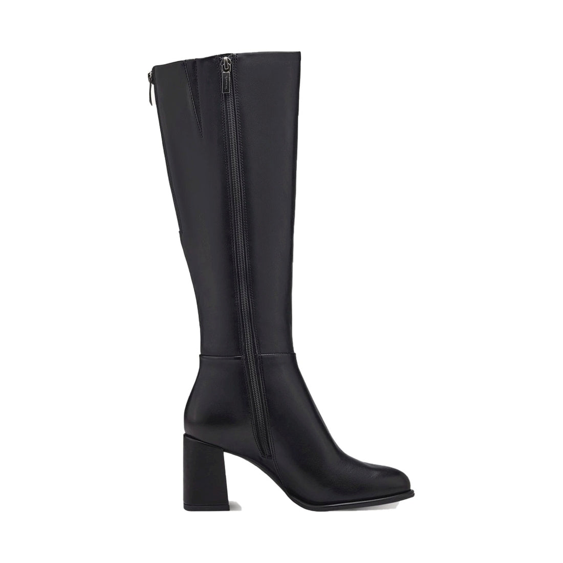 black casual closed long heeled boot