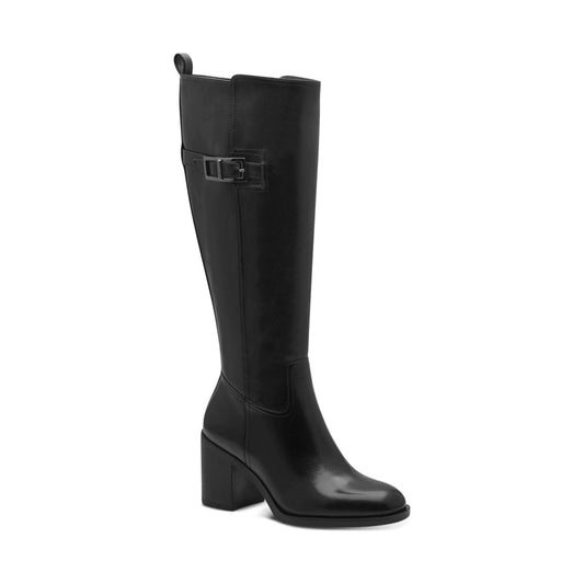 black casual closed long heeled boot