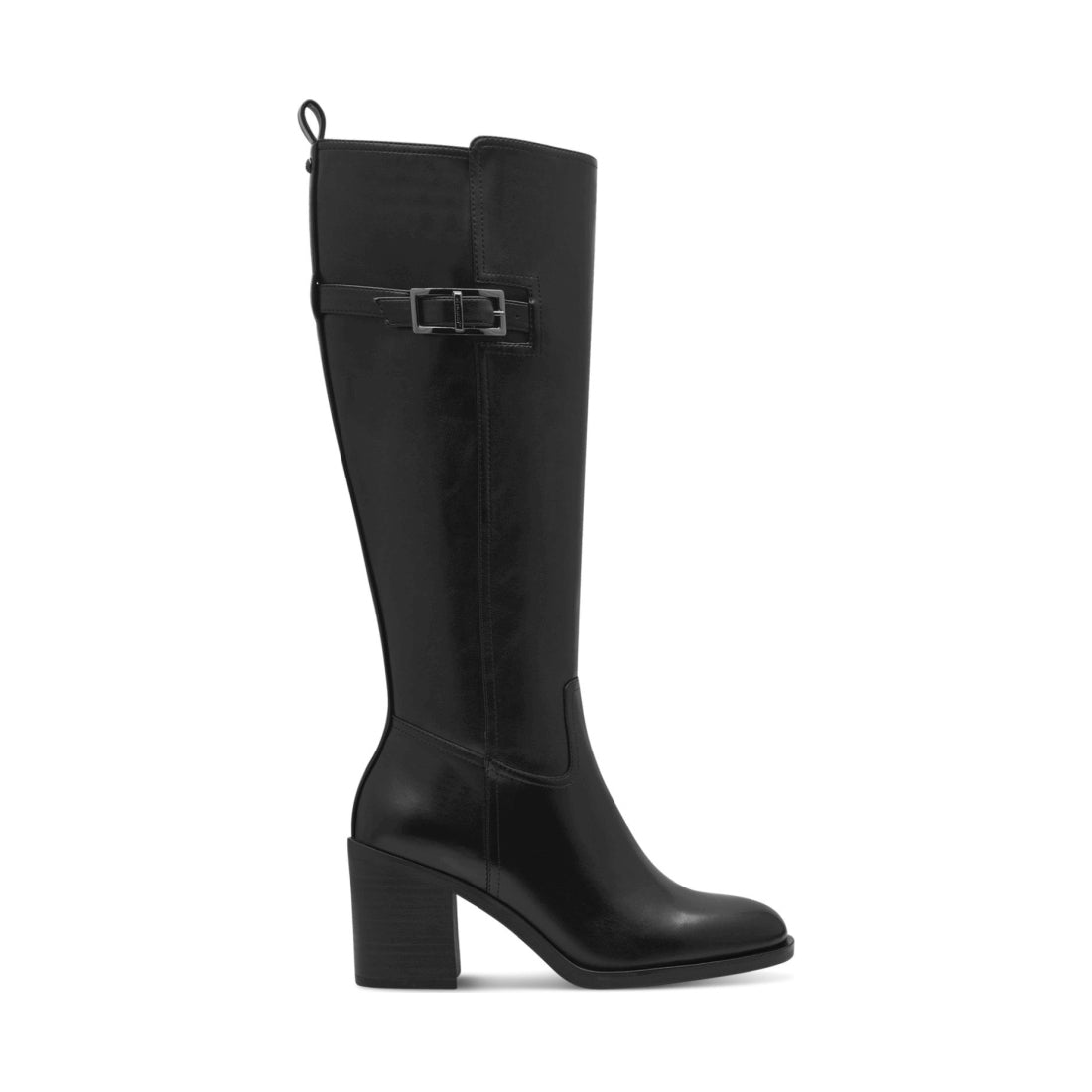 black casual closed long heeled boot