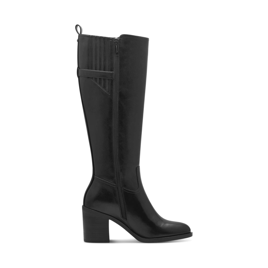 black casual closed long heeled boot