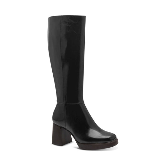 black casual closed long heeled boot