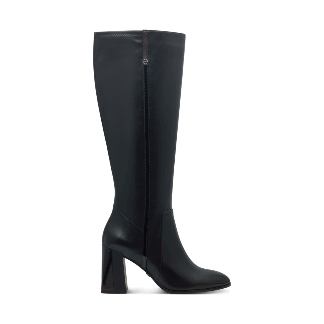 black comb casual closed long heeled boot