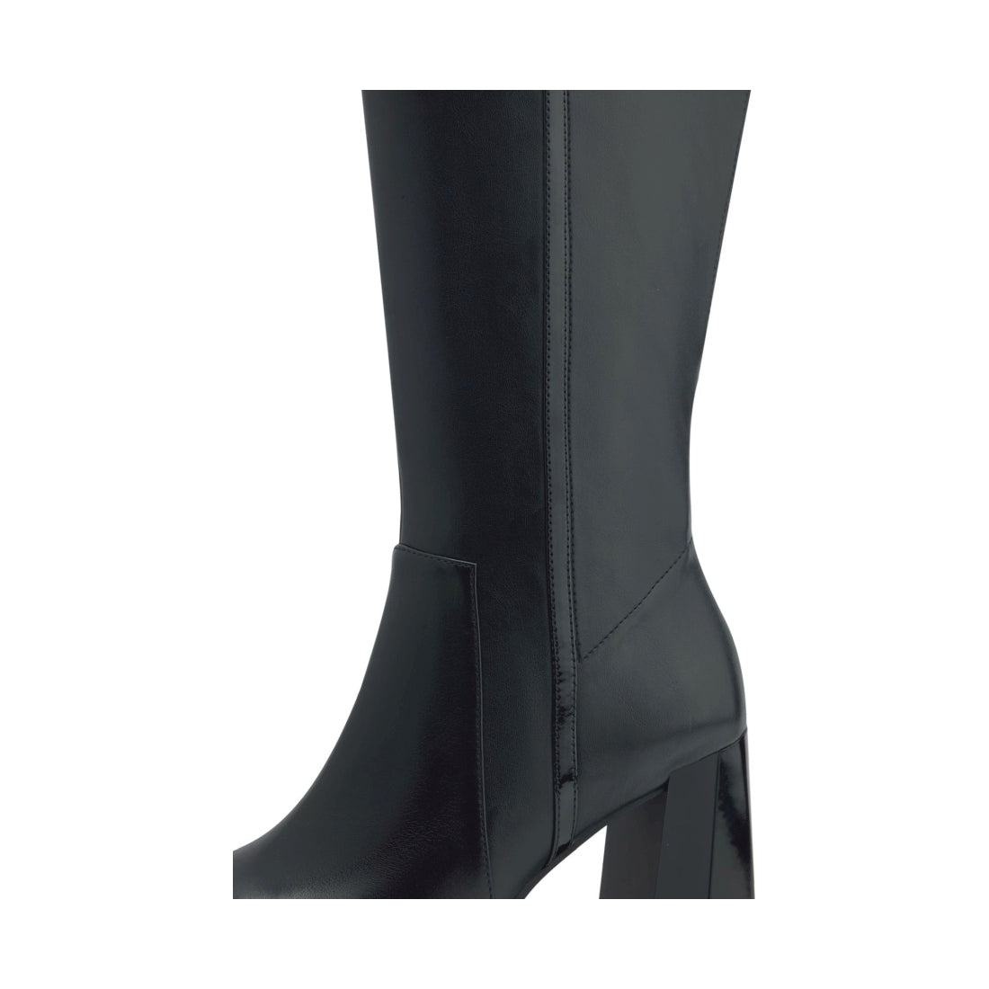 black comb casual closed long heeled boot