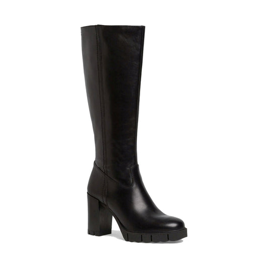 black classic closed long heeled boot