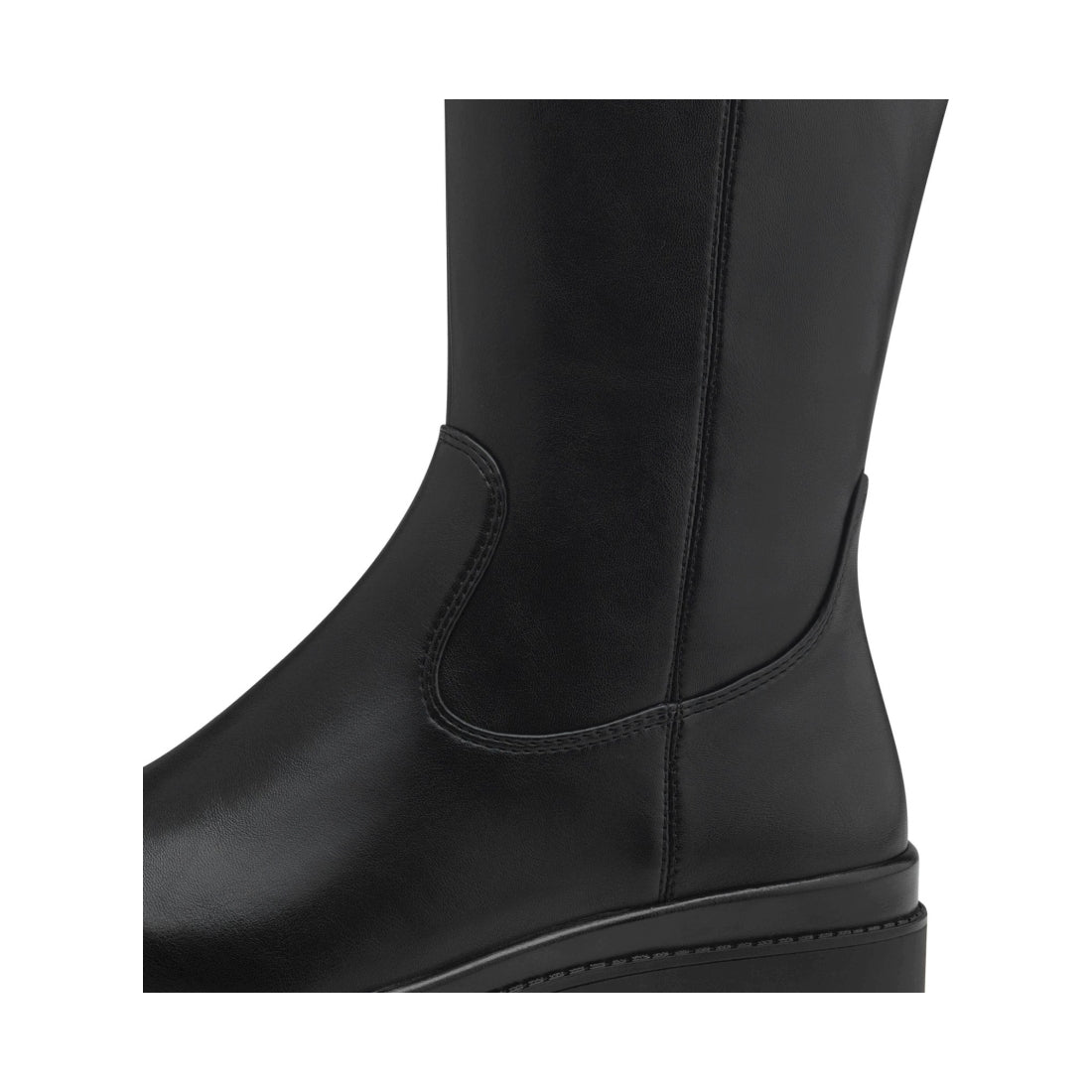 black casual closed long heeled boot