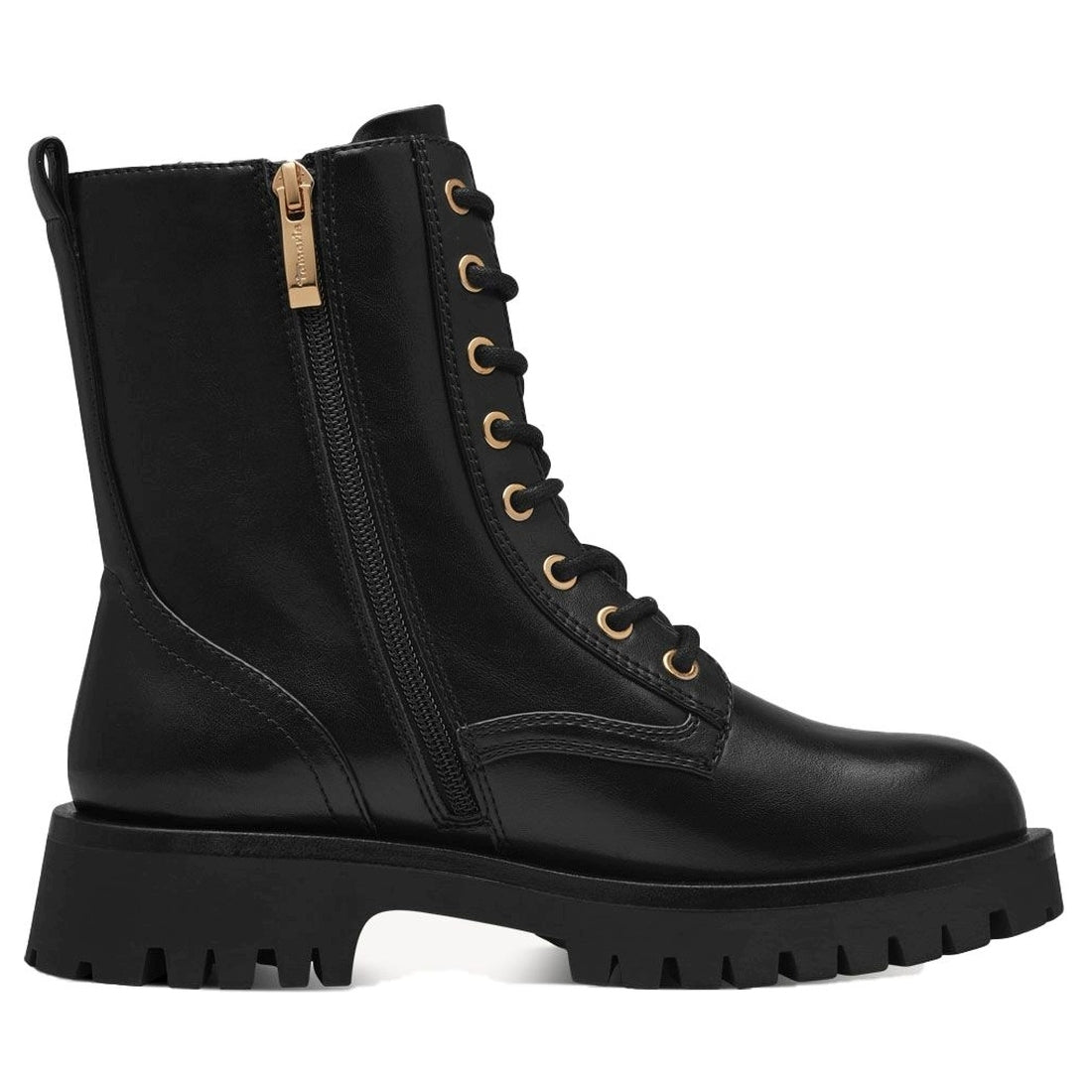 lace boot black gold