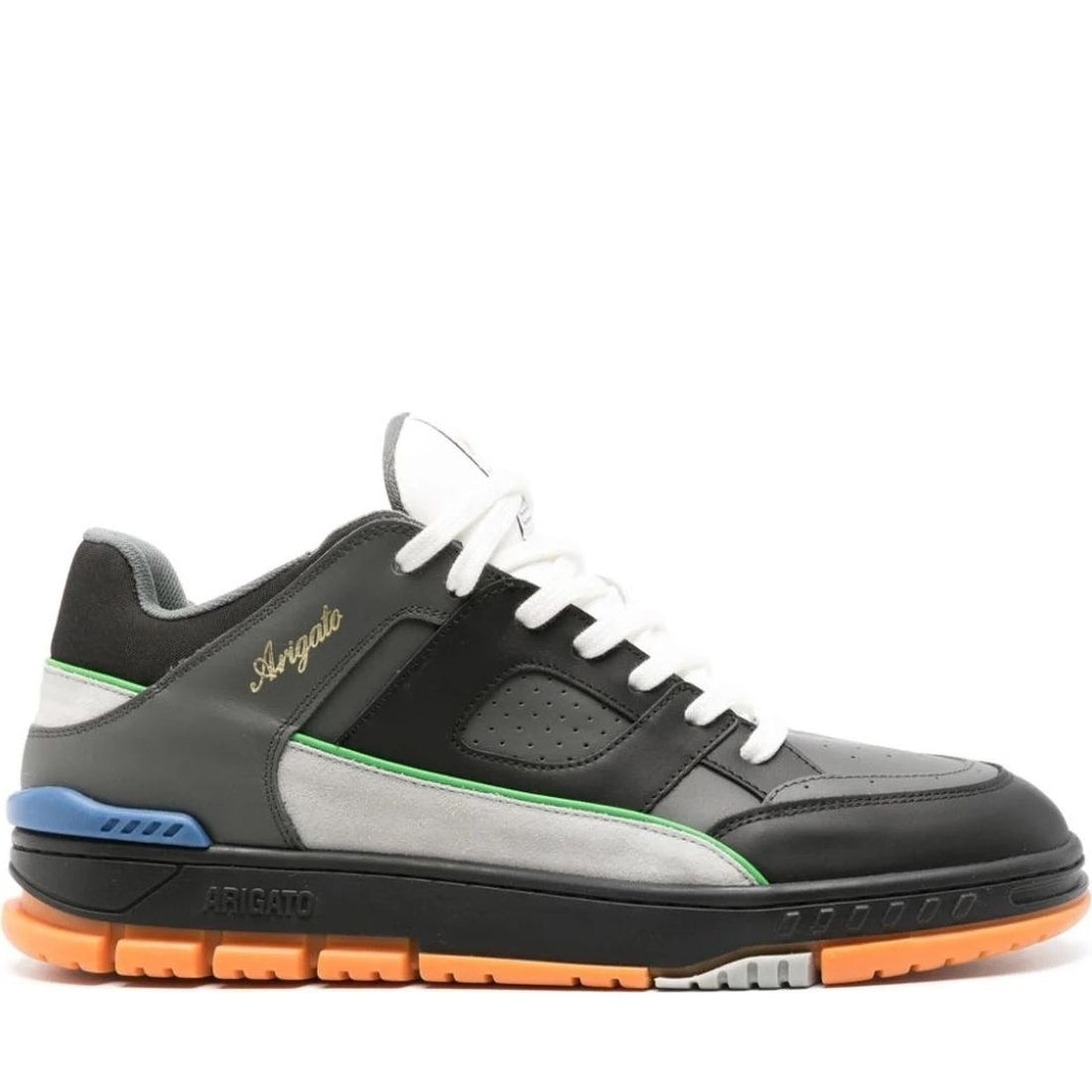 AXEL ARIGATO mens dark grey, orange area lo sneaker | Vilbury London