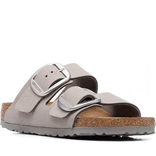 Birkenstock womens grey arizona big buckle lenb slippers | Vilbury London