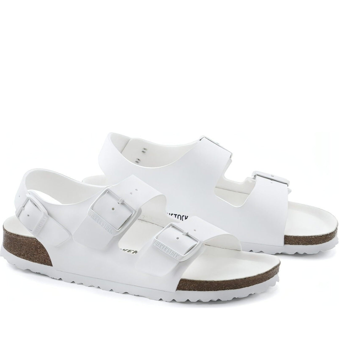 Birkenstock unisex adults white milano bf sandals | Vilbury London