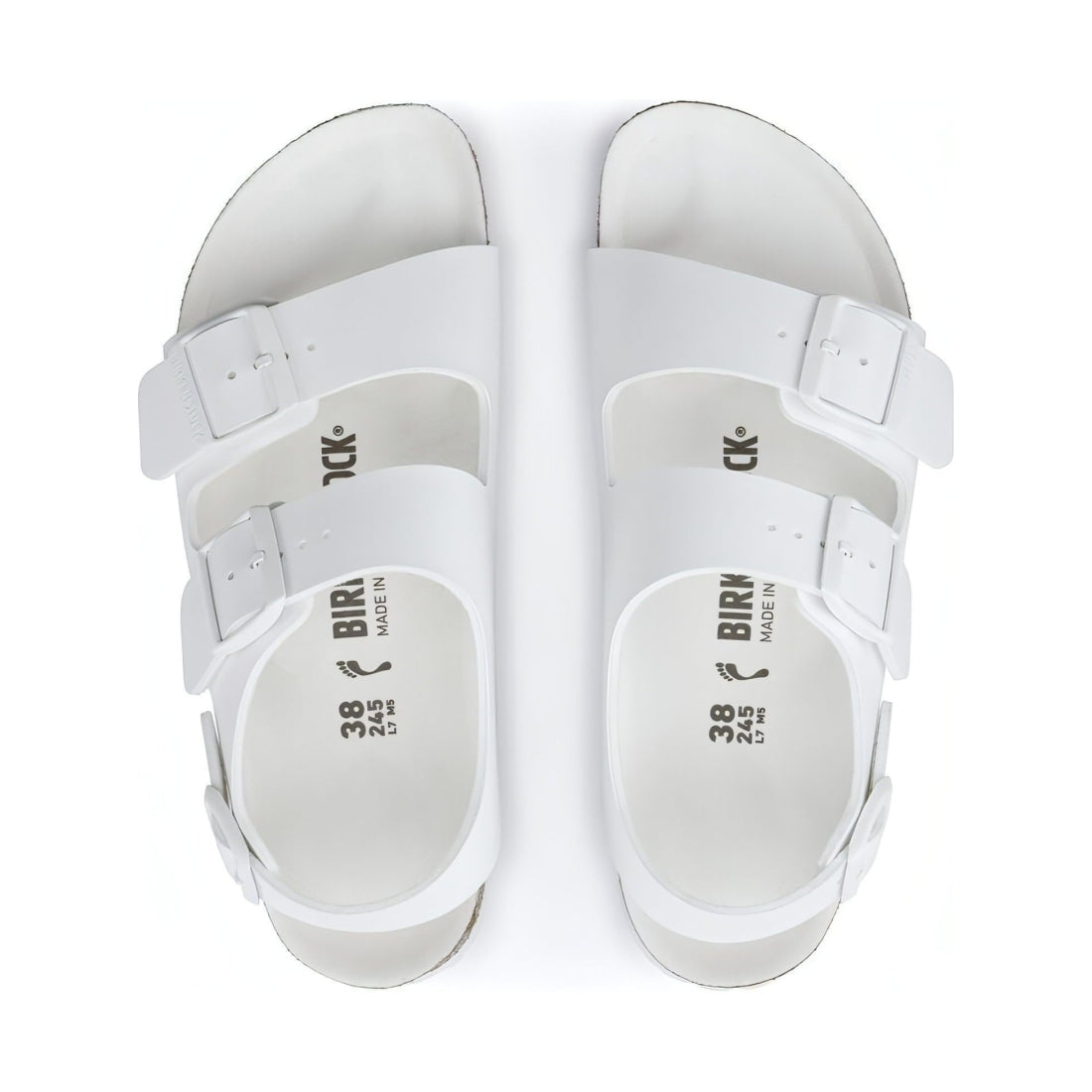 Birkenstock unisex adults white milano bf sandals | Vilbury London