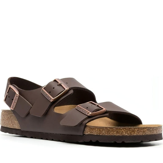 Birkenstock unisex adults brown milano bf sandals | Vilbury London