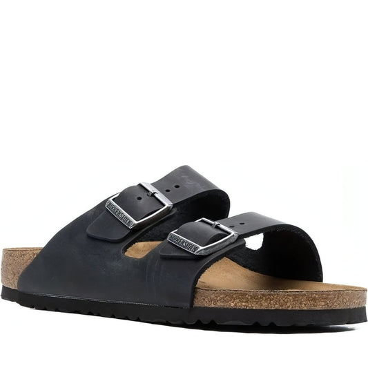 Birkenstock unisex adults black arizona leoi slippers | Vilbury London