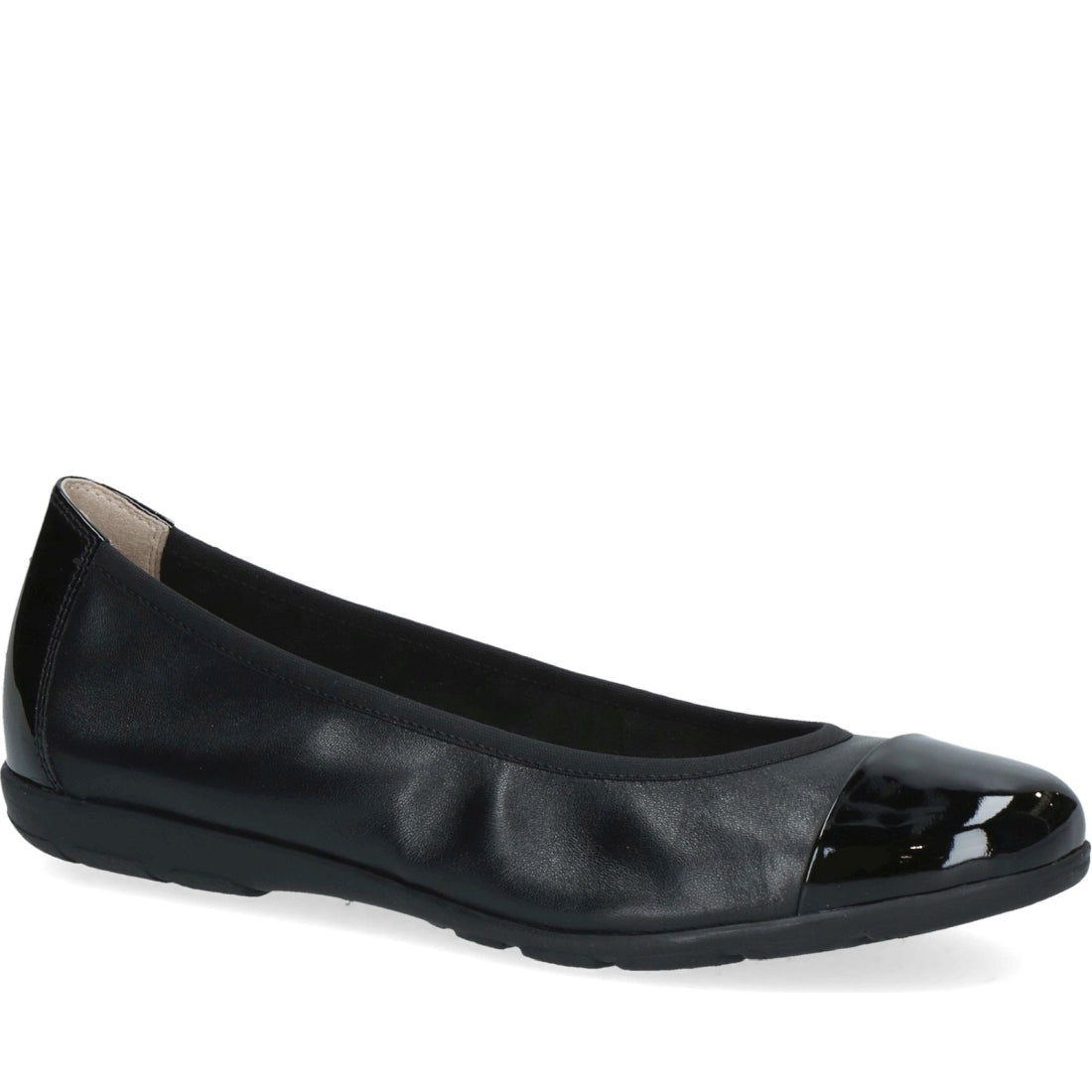 Caprice womens black comb casual closed ballerinas | Vilbury London