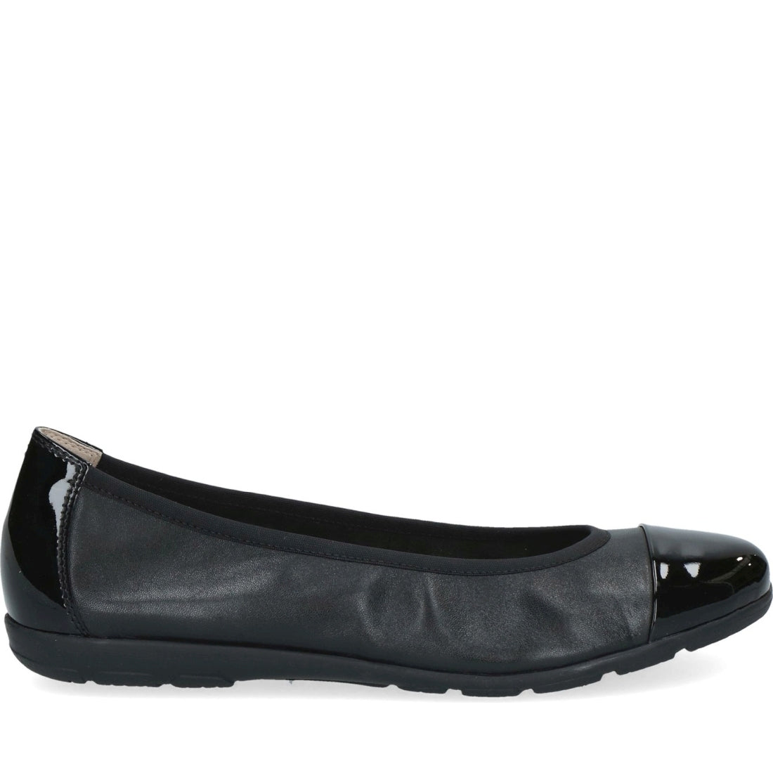 Caprice womens black comb casual closed ballerinas | Vilbury London