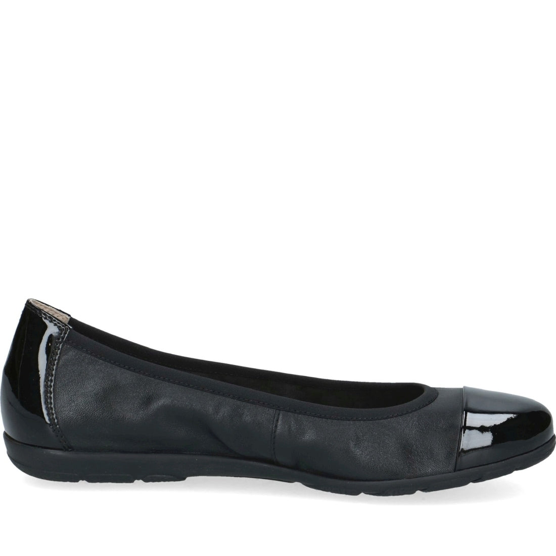 Caprice womens black comb casual closed ballerinas | Vilbury London