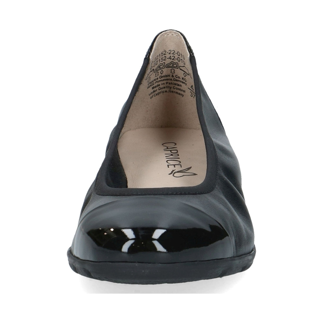 Caprice womens black comb casual closed ballerinas | Vilbury London