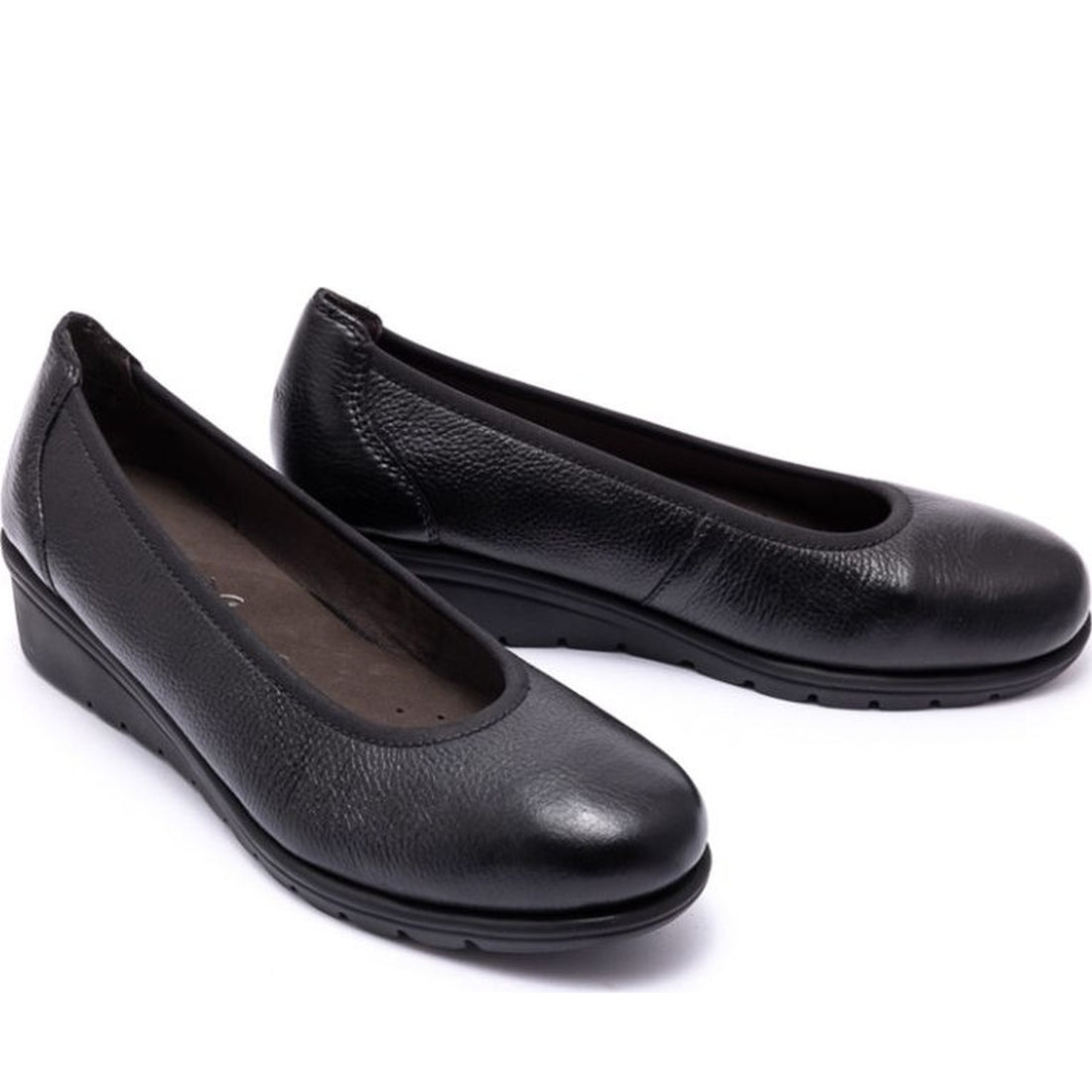 Caprice womens black nappa casual closed ballerinas | Vilbury London