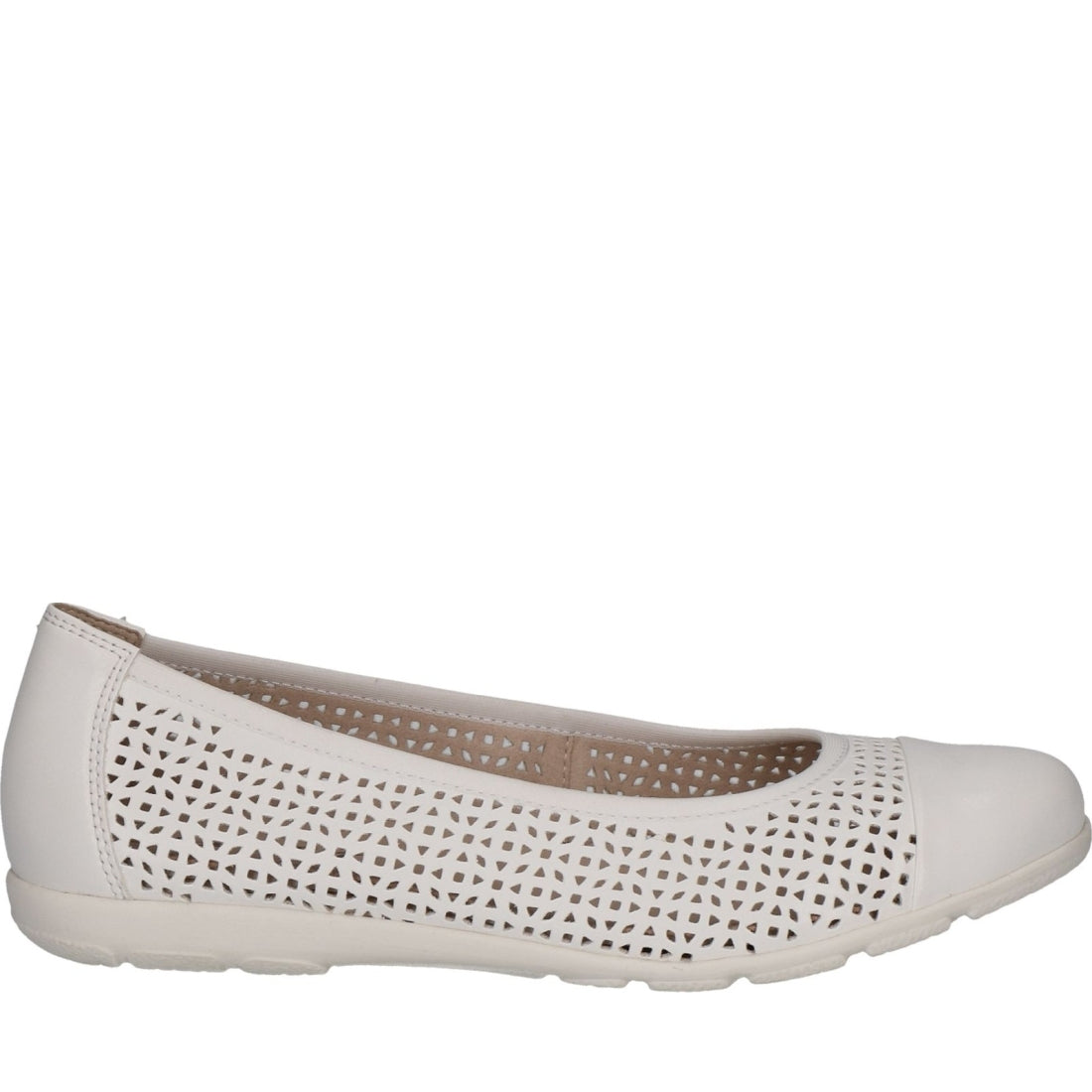 Caprice womens white nappa casual closed ballerinas | Vilbury London