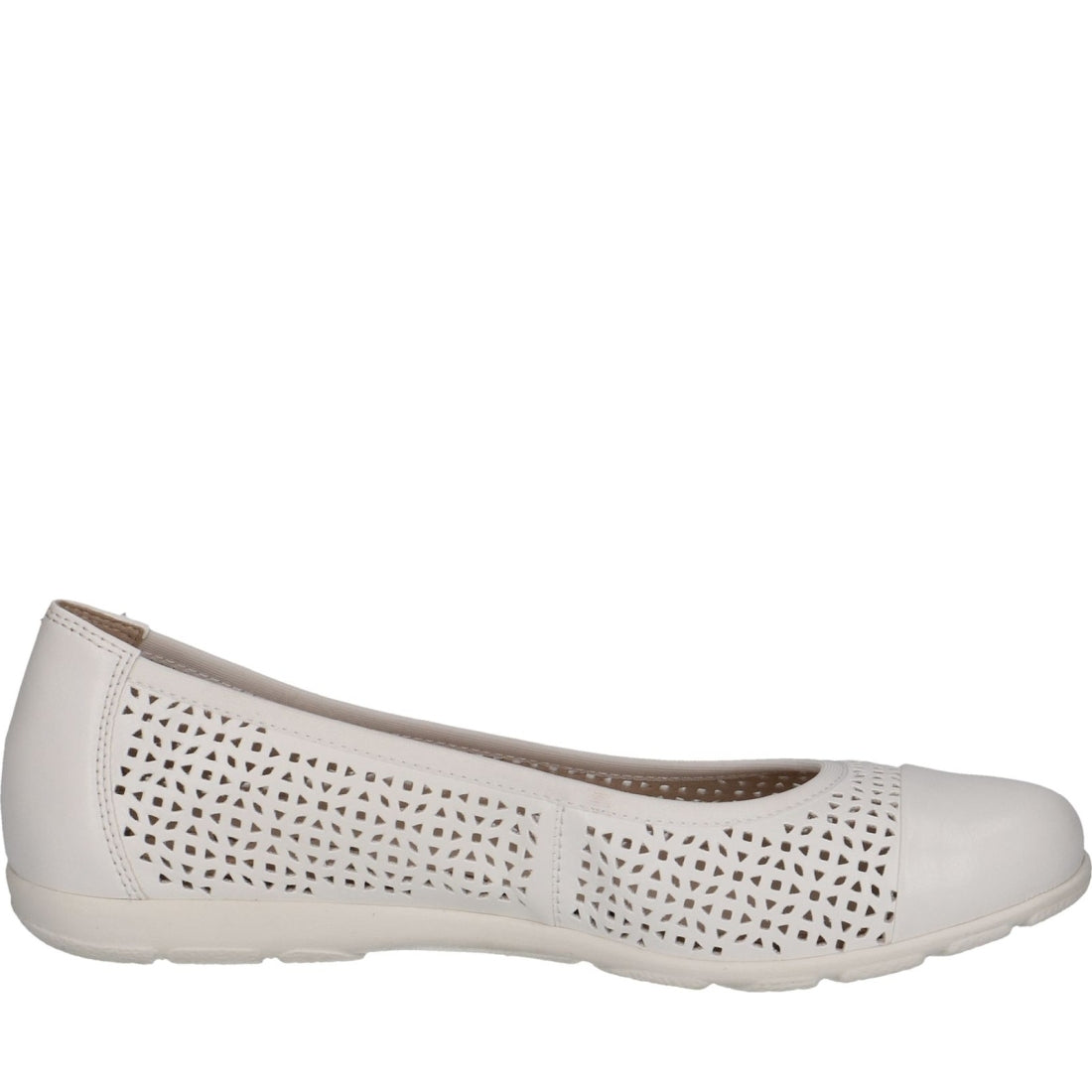 Caprice womens white nappa casual closed ballerinas | Vilbury London