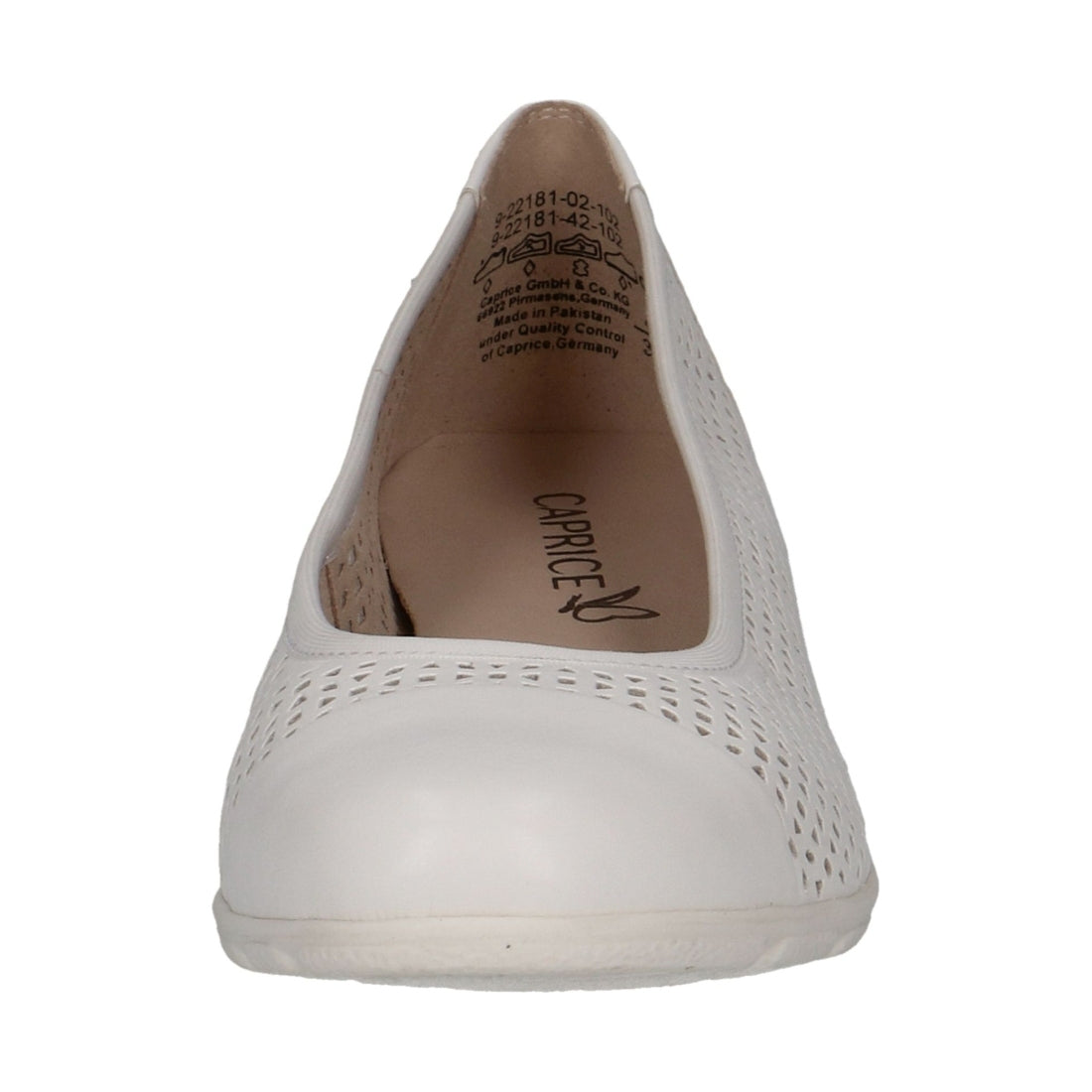 Caprice womens white nappa casual closed ballerinas | Vilbury London