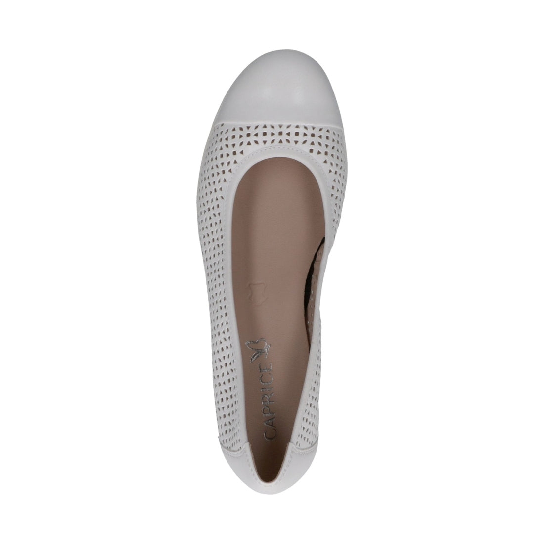 Caprice womens white nappa casual closed ballerinas | Vilbury London