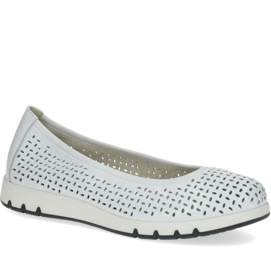 Caprice womens white softnap casual closed ballerinas | Vilbury London