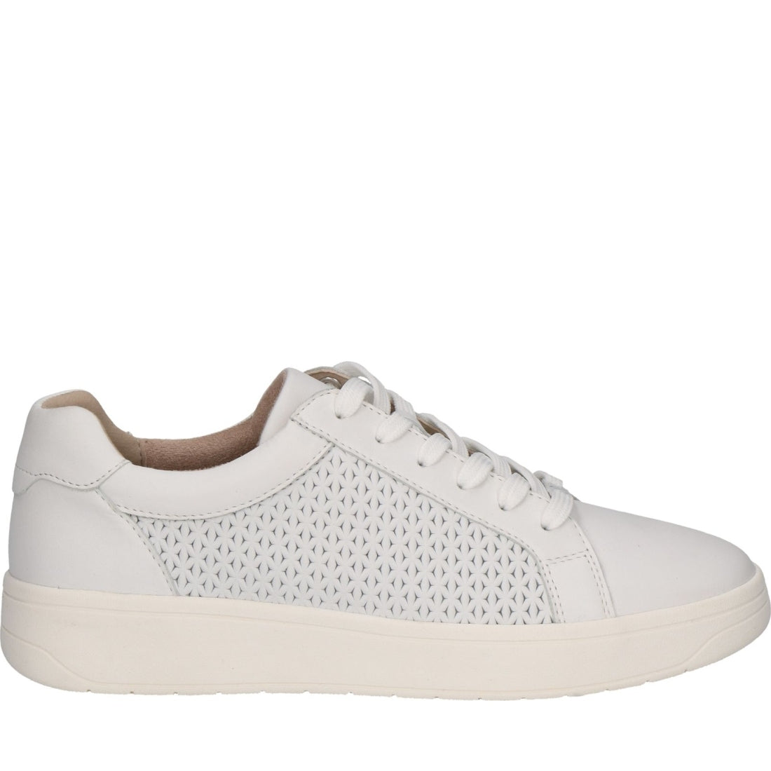 Caprice womens white nappa leisure trainers | Vilbury London