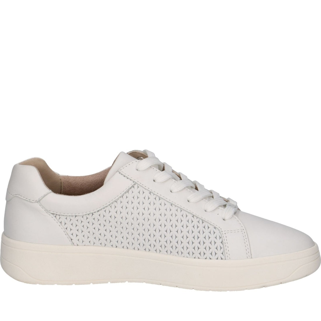 Caprice womens white nappa leisure trainers | Vilbury London