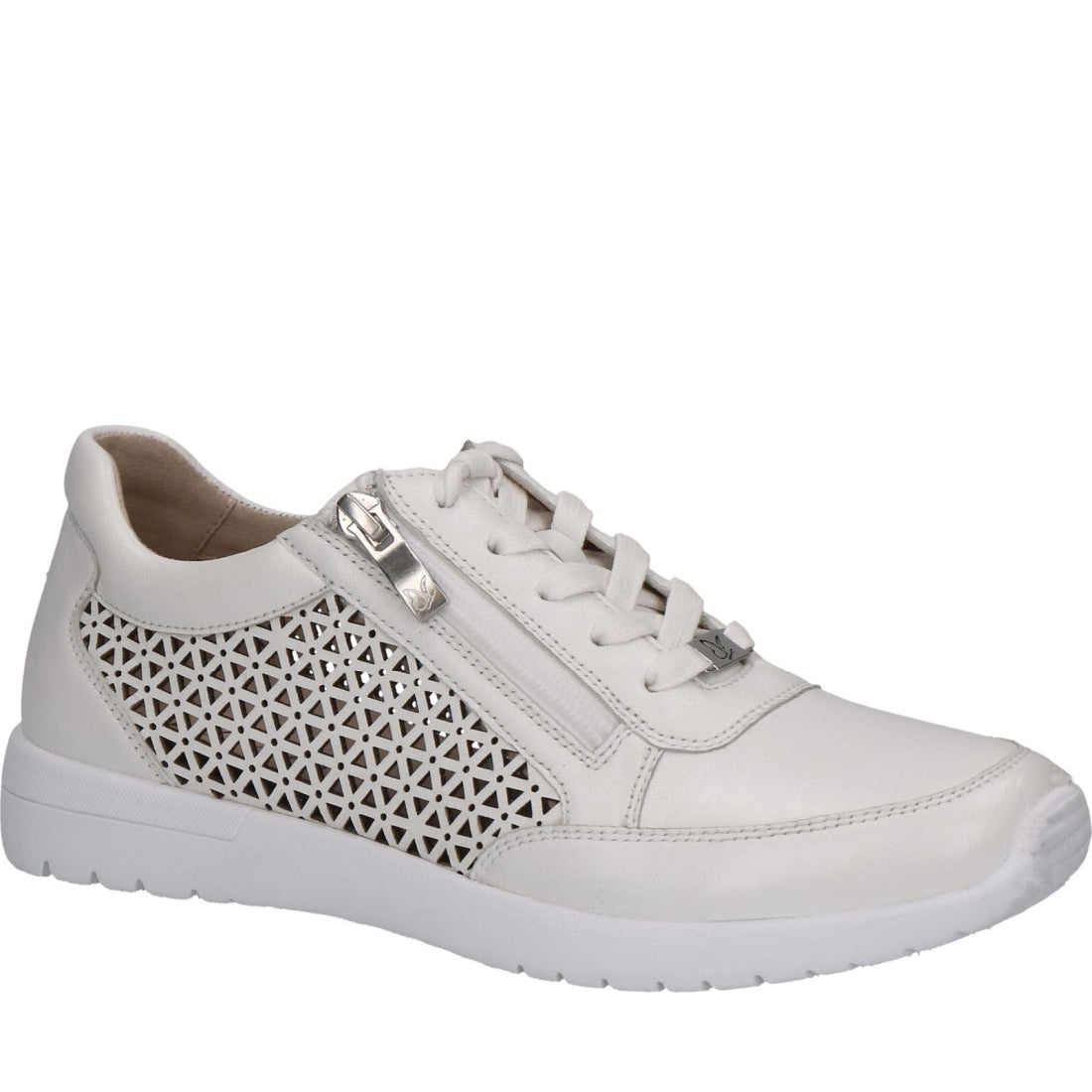 Caprice womens white nappa leisure trainers | Vilbury London