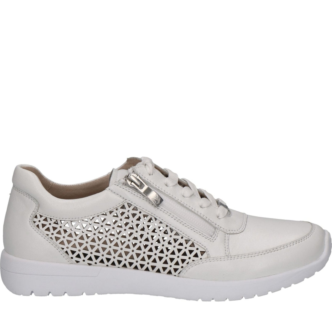 Caprice womens white nappa leisure trainers | Vilbury London