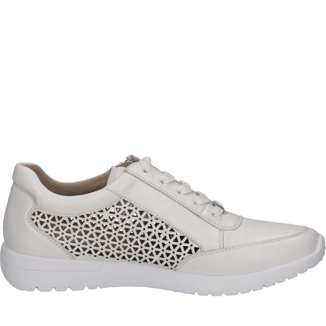 Caprice womens white nappa leisure trainers | Vilbury London