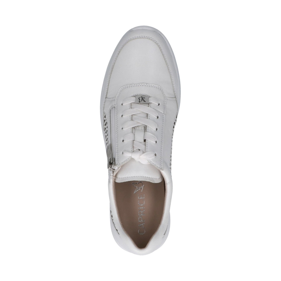 Caprice womens white nappa leisure trainers | Vilbury London