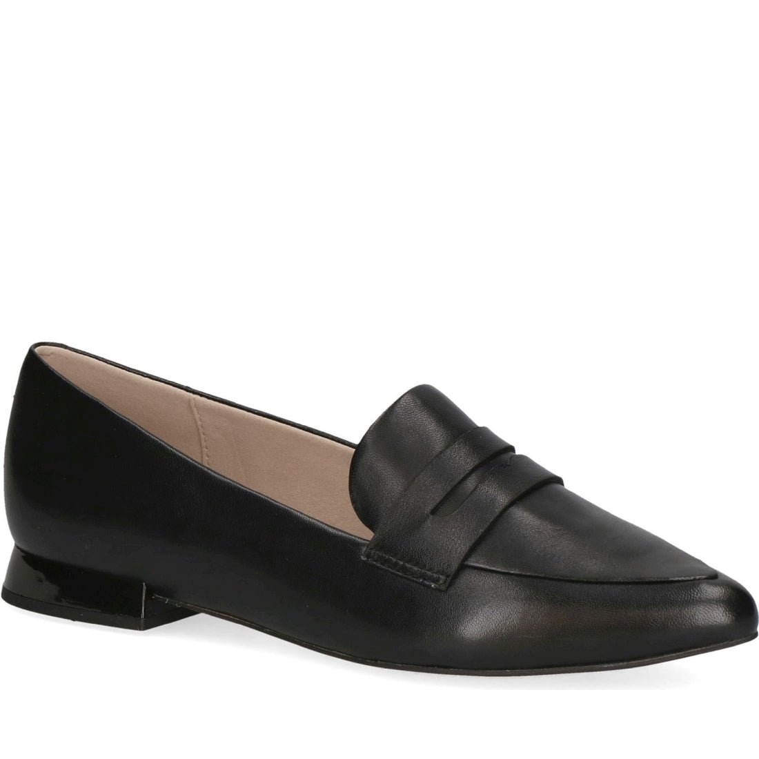 Caprice womens black nappa casual closed loafers | Vilbury London