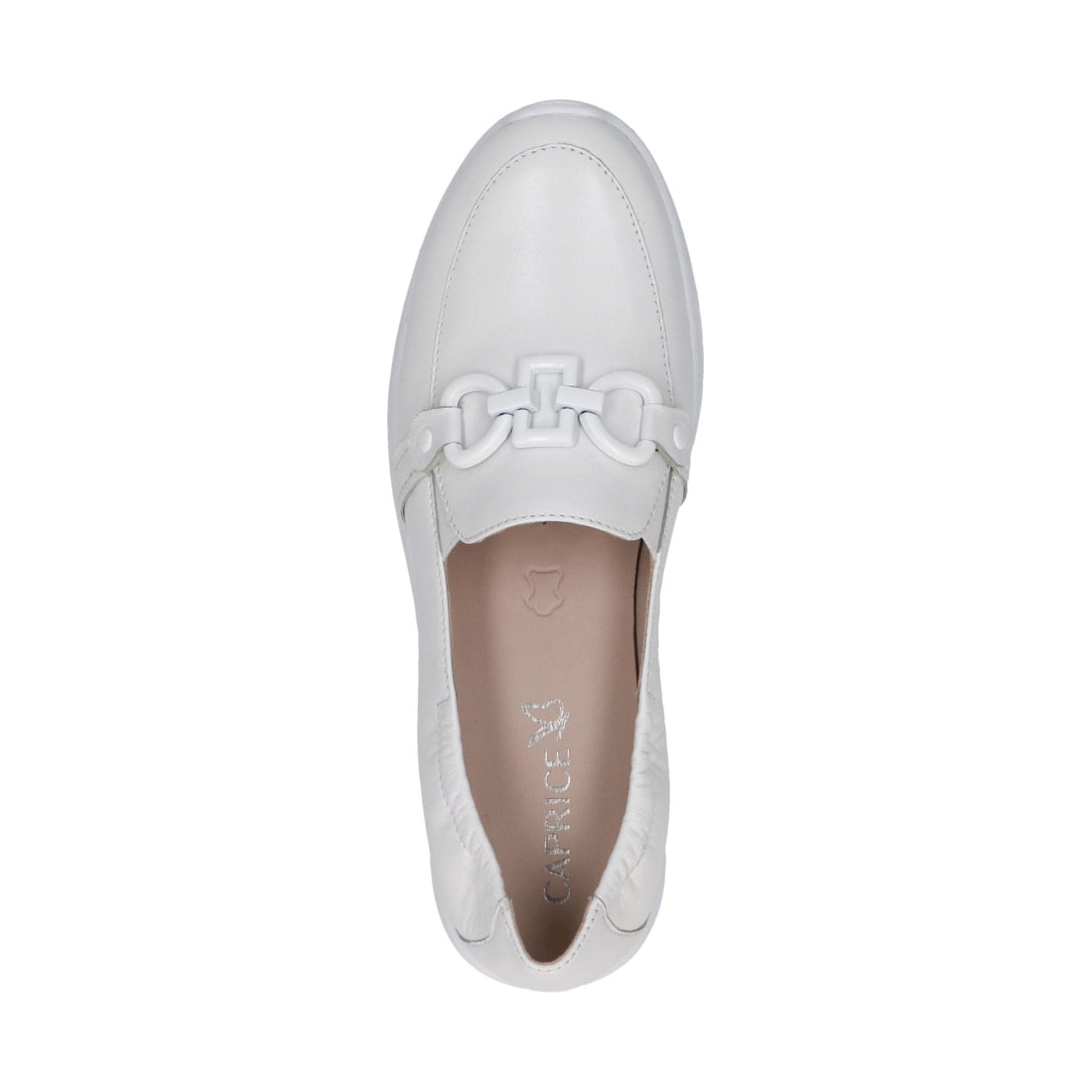 Caprice womens white softnap casual closed loafers | Vilbury London