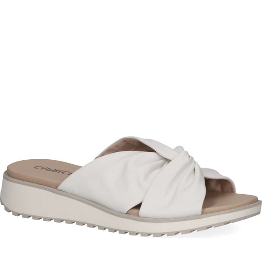 Caprice womens white nappa casual open slippers | Vilbury London