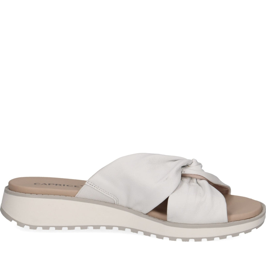 Caprice womens white nappa casual open slippers | Vilbury London