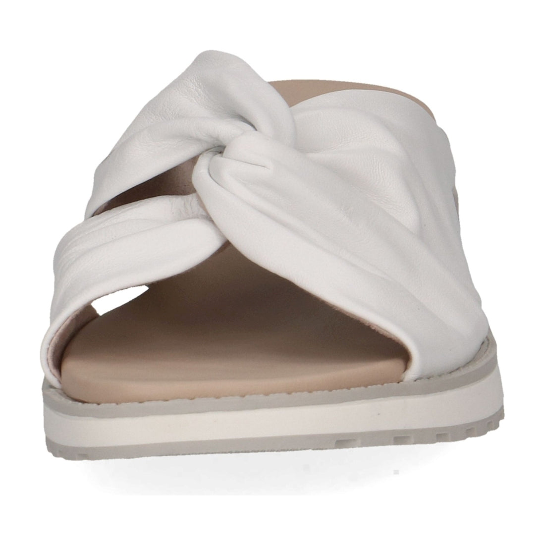 Caprice womens white nappa casual open slippers | Vilbury London