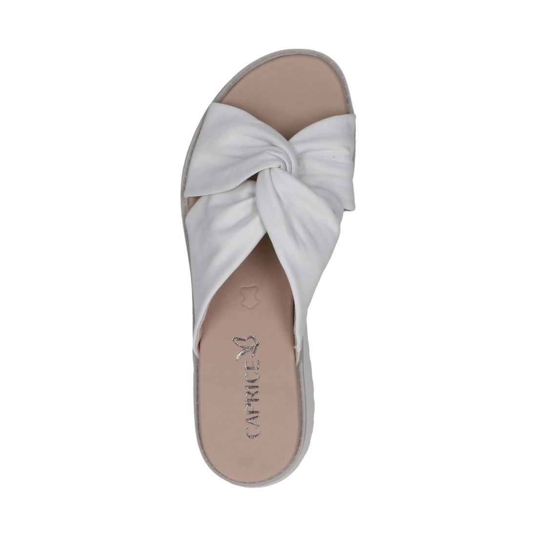 Caprice womens white nappa casual open slippers | Vilbury London