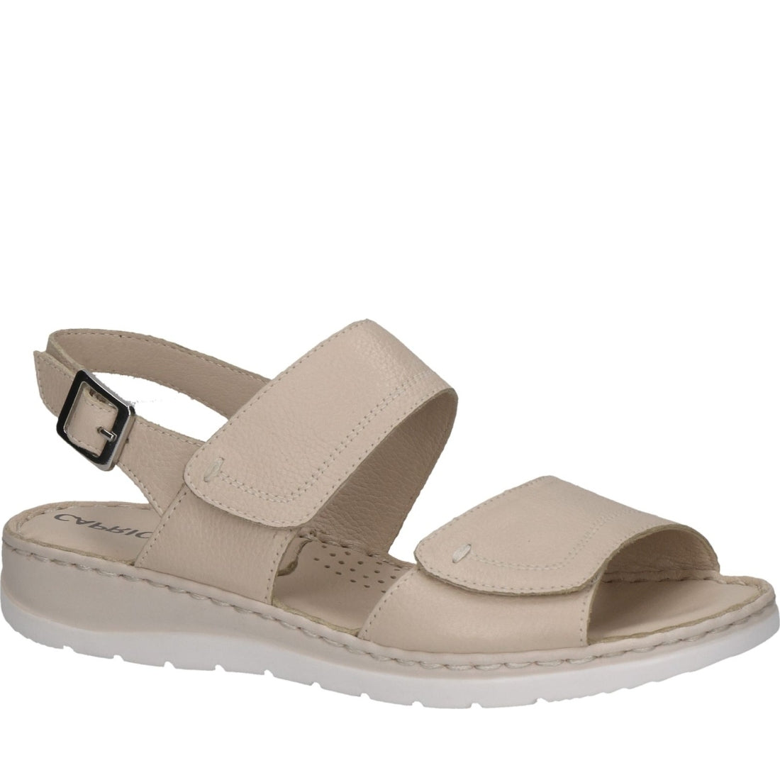 Caprice womens eggshell nappa casual open sandals | Vilbury London