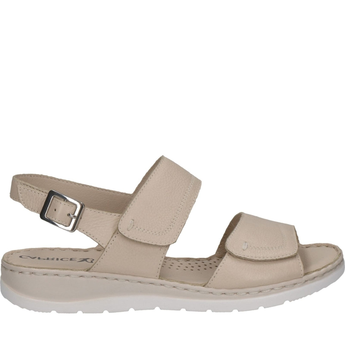 Caprice womens eggshell nappa casual open sandals | Vilbury London